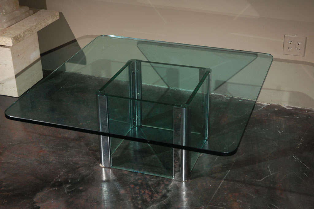 American Chrome and Glass Coffee Table by Pace International For Sale