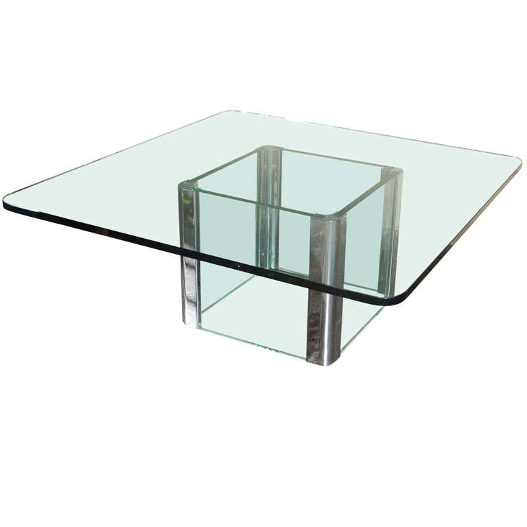 Pace Collection Round Glass and Chrome Modern Coffee Table at 1stDibs