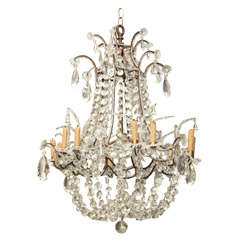 French Crystal & Iron Chandelier by Maison Jansen