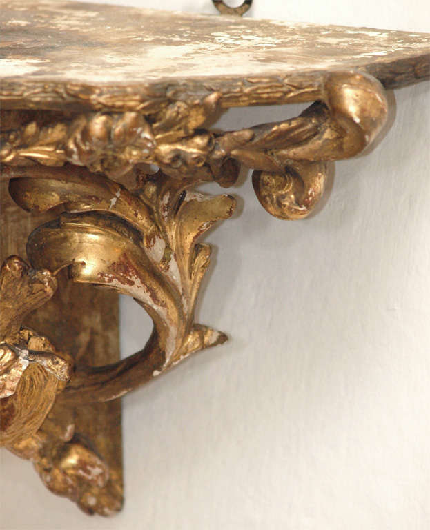 19th C Rococo Style French Carved Giltwood Bracket With Birds and Flowers Motifs For Sale 2