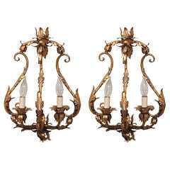 Pair of 19th Century Italian Gilded Iron Sconces