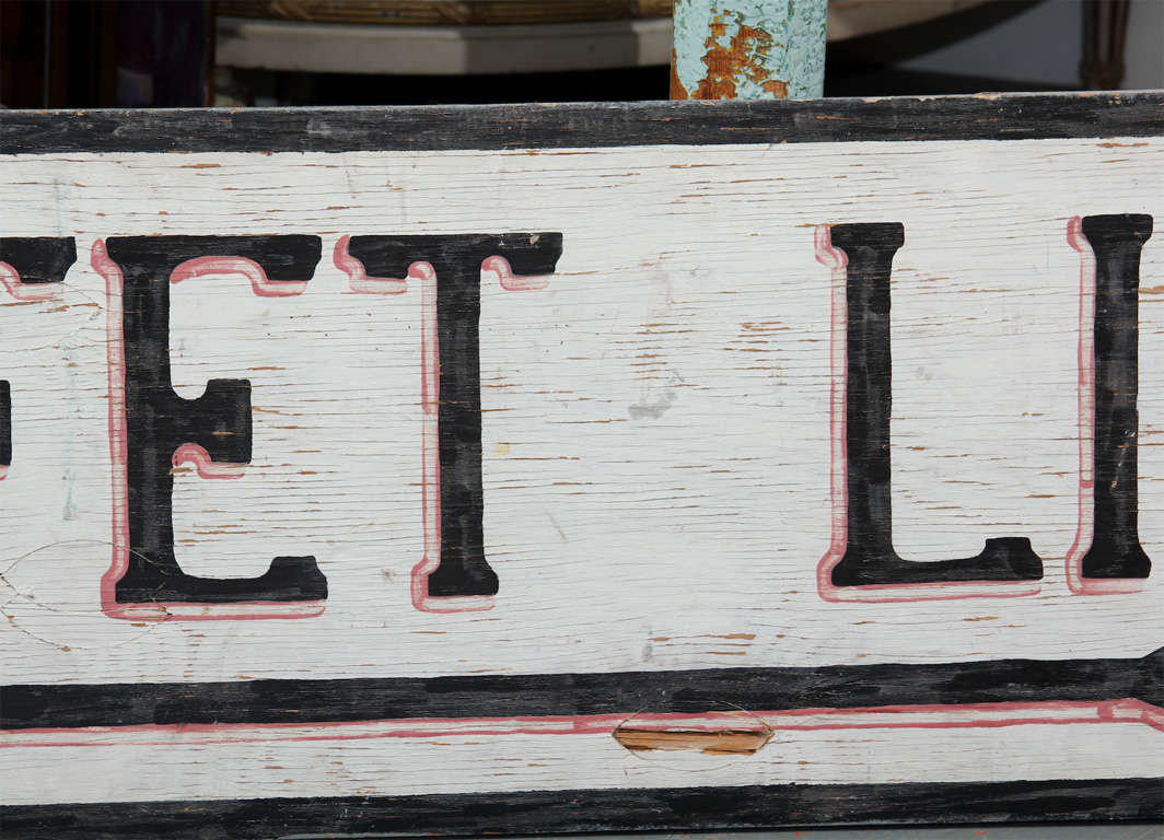 Large Hand-Painted Buffet Line Sign In Distressed Condition In Seattle, WA