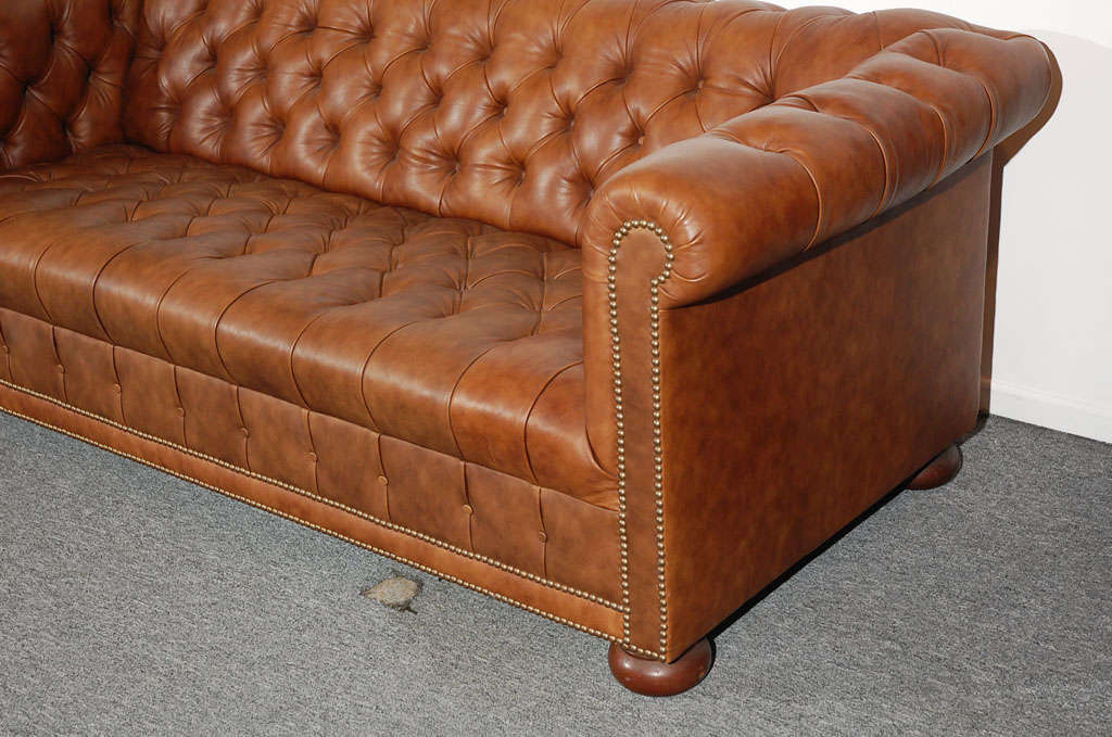 Mid-20th Century 1960'S LEATHER CHESTERFIELD SOFA IN DISTRESSED LEATHER