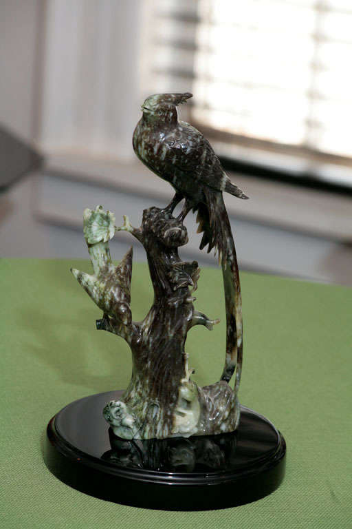 Fine Carved Jade Bird Group 6