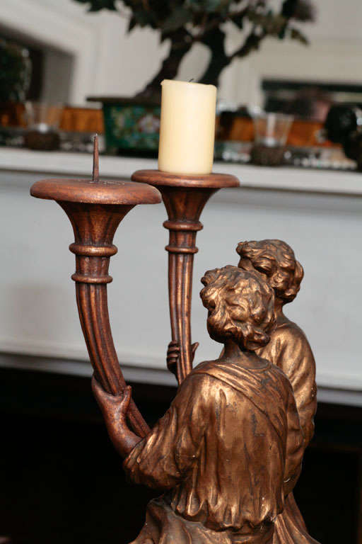 Italian Baroque Figural Pricket Candlesticks For Sale 2