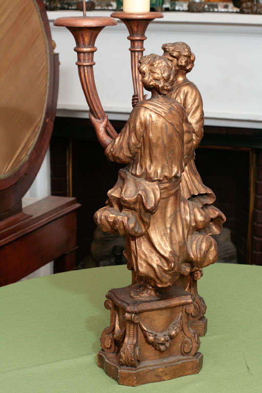 Italian Baroque Figural Pricket Candlesticks For Sale 3