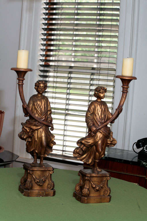 Italian Baroque Figural Pricket Candlesticks For Sale 4