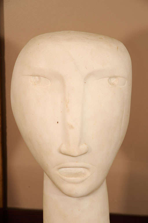 Folk Art Abstract Head in Marble For Sale