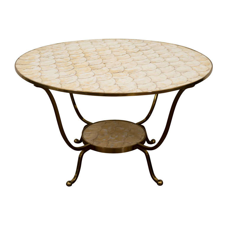 Brass and Capiz Shell Coffee Table