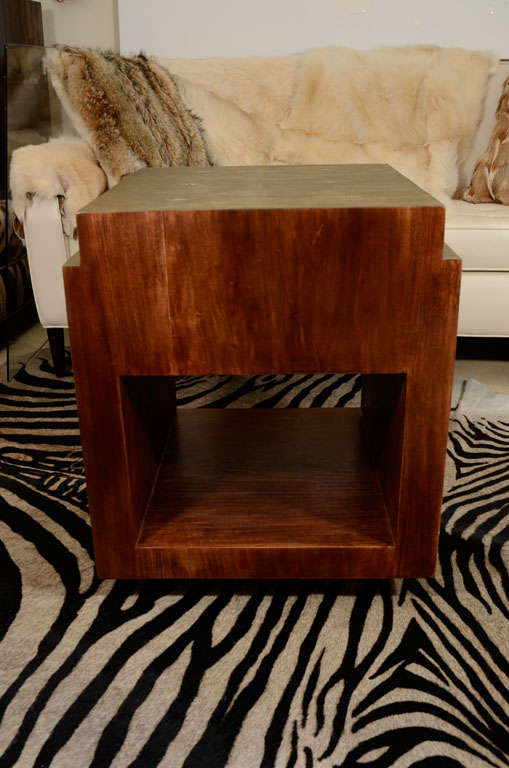 Shagreen Side Tables, Nightstands, Khaki Color, Contemporary Design, Two Drawers For Sale 2