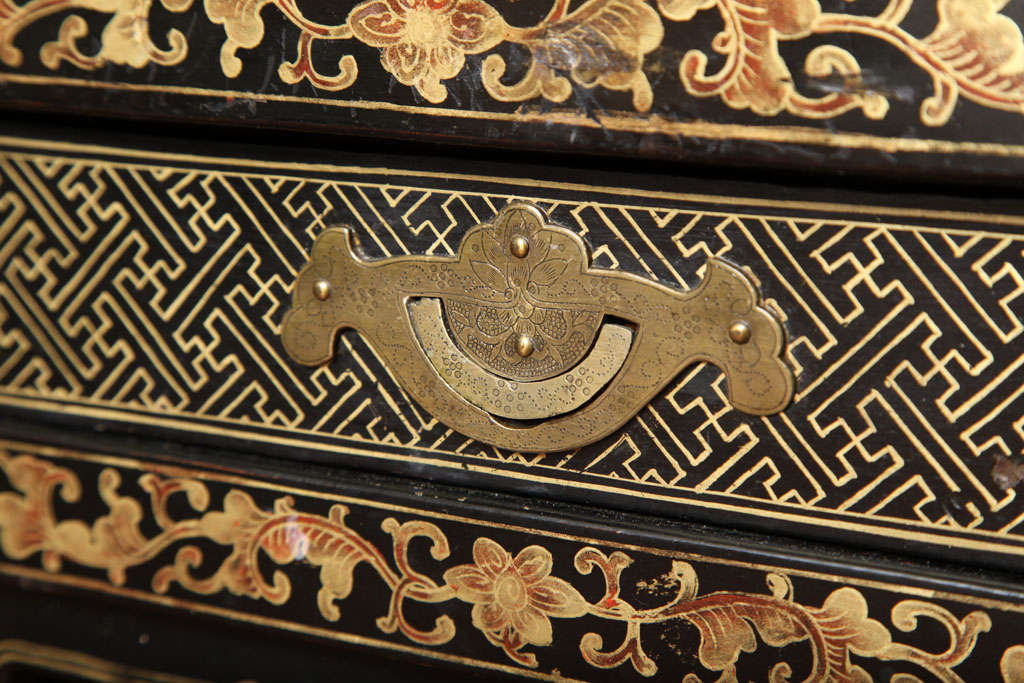 A Very Unusual Chinese Export Gilt Black Lacquer Desk 6