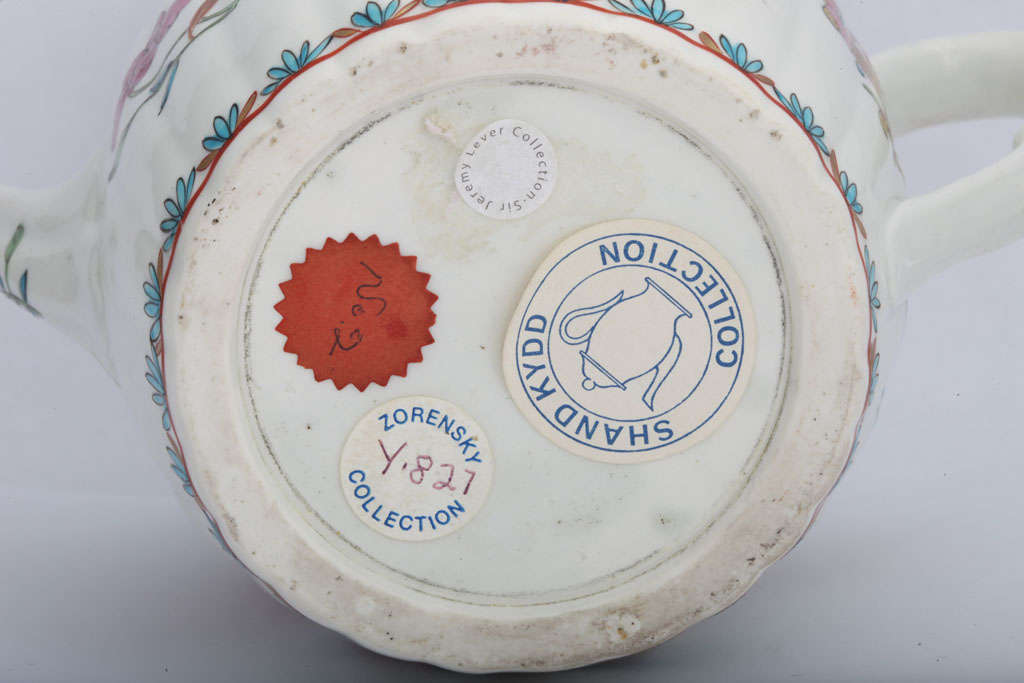 Rare First Period Worcester Porcelain Barrel Shape teapot For Sale 4