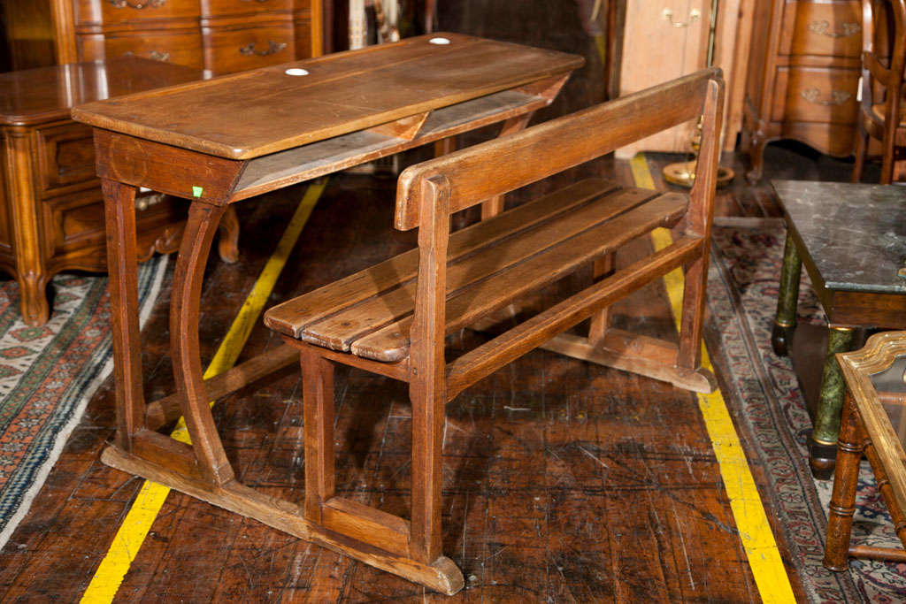 antique double school desk