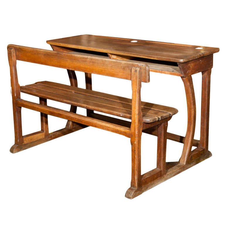 Antique American Child's Double School House Desk For Sale at 1stDibs
