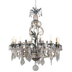 Antique Chandelier. Painted iron and crystal chandelier 2