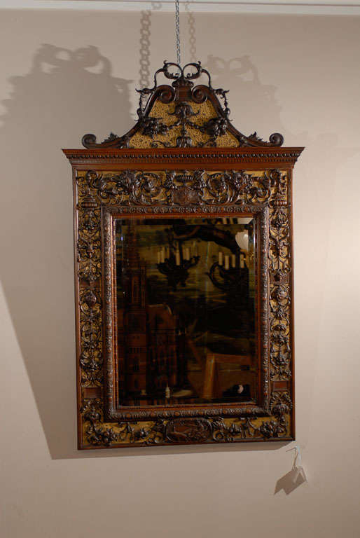 Magnificent hand carved and gilt wood mirror