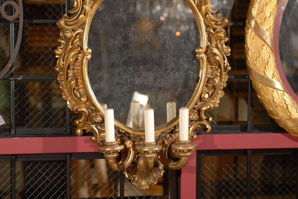 19th Century Pair of mirrored sconces