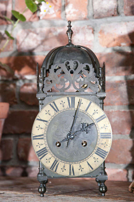 English Brass Lantern Clock In Excellent Condition In Woodbury, CT