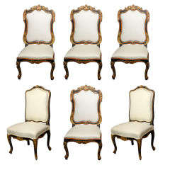 Antique Six 19th Century Italian Rococo Side Chairs
