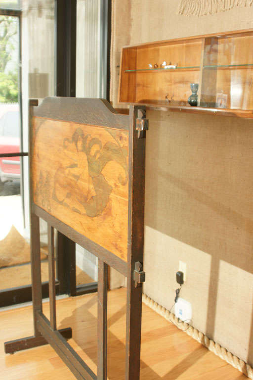 Fumed Oak 2-Sided Room Divider or Screen For Sale 1