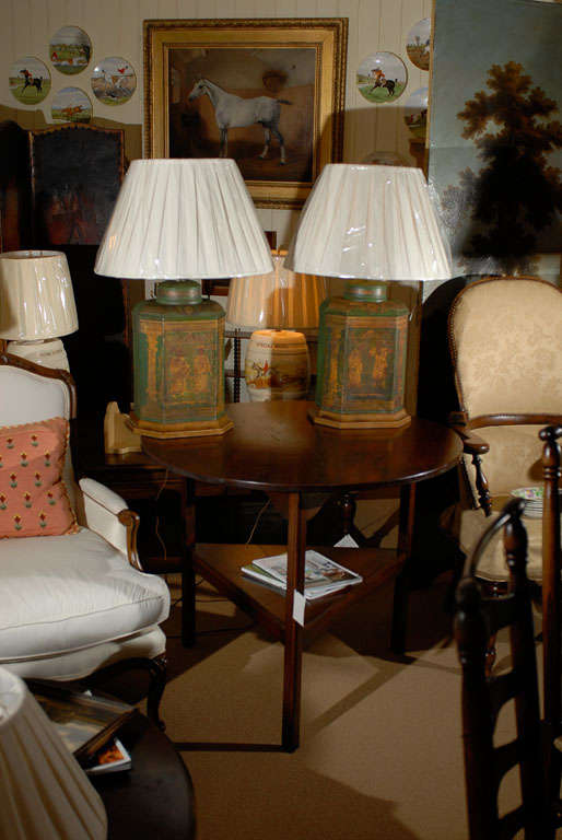 Pair English Tea Tins as Lamps
