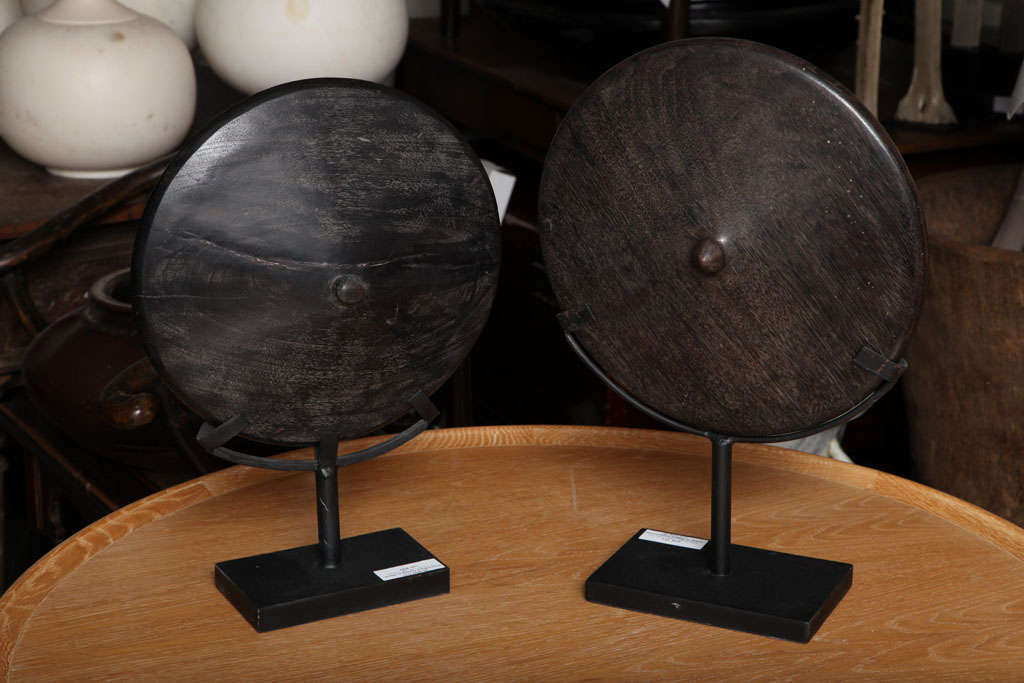 Indonesian Wood Spinning Tops on Stands