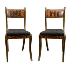 A Pair of English Regency Etruscan Decorated Chairs