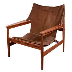 Mid Century Swedish Leather Lounge Chair