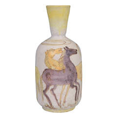 Mid Century Vase with Horse Motif by Guido Gambone