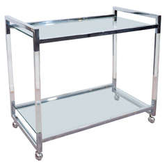 Mid Century Lucite, Chrome and Glass Bar Cart Vintage Mid Century Lucite, Chrome and Glass Bar Cart
