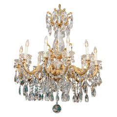 Vintage Mid Century 12-Light Austrian Crystal Chandelier