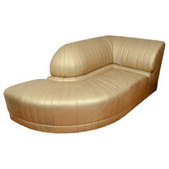 Vintage Art Deco Gold Leather Corner Chaise Lounge