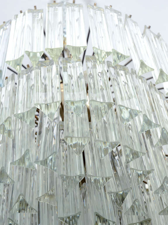 An Italian Midcentury Murano Glass Triedri Prism Six-Tier Chandelier In Good Condition In New York, NY