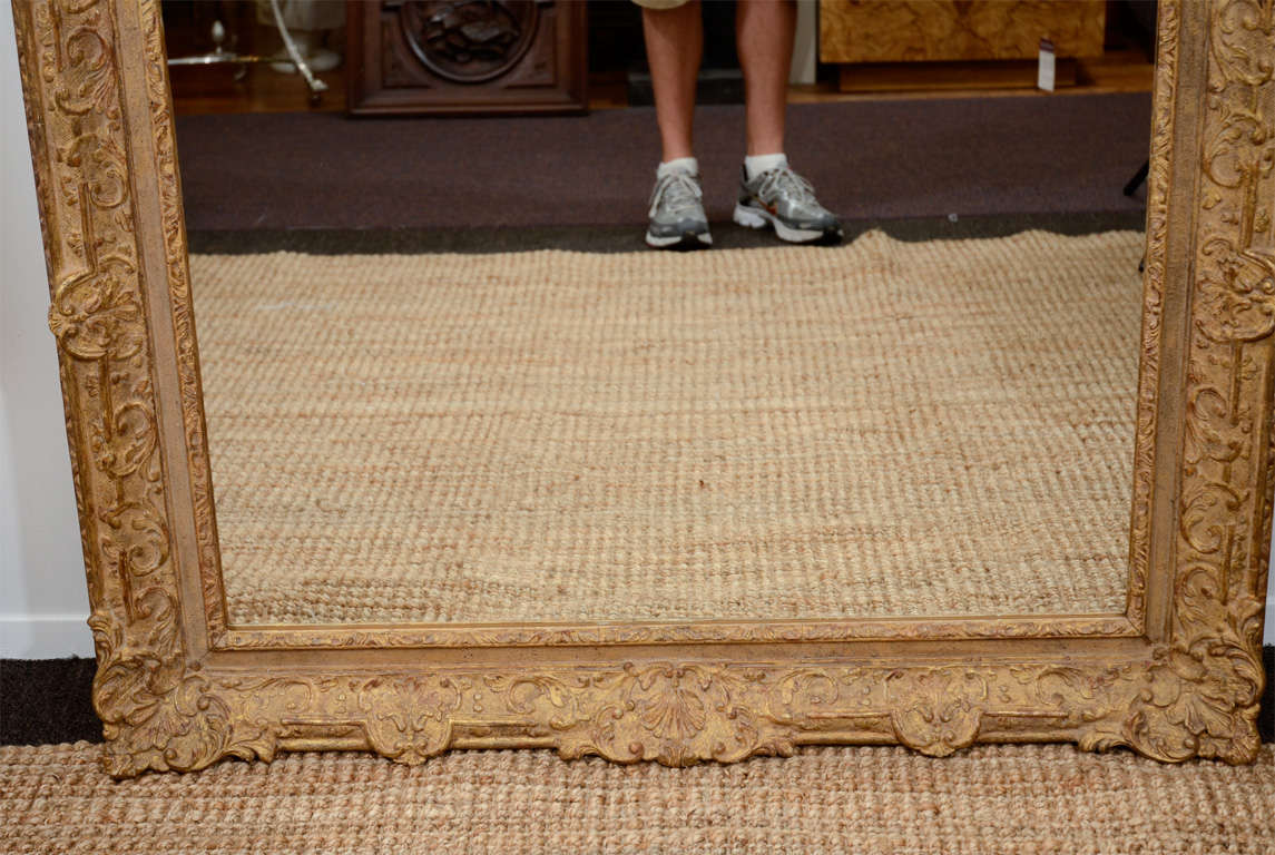 American Large Mirror with Elaborate Vintage Gilt Wood Frame