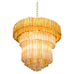 Mid Century Clear 
Amber Glass Eight Tier Chandelier by Venini