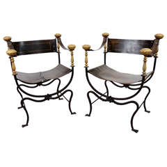 Pair of Vintage Italian Curule Chairs