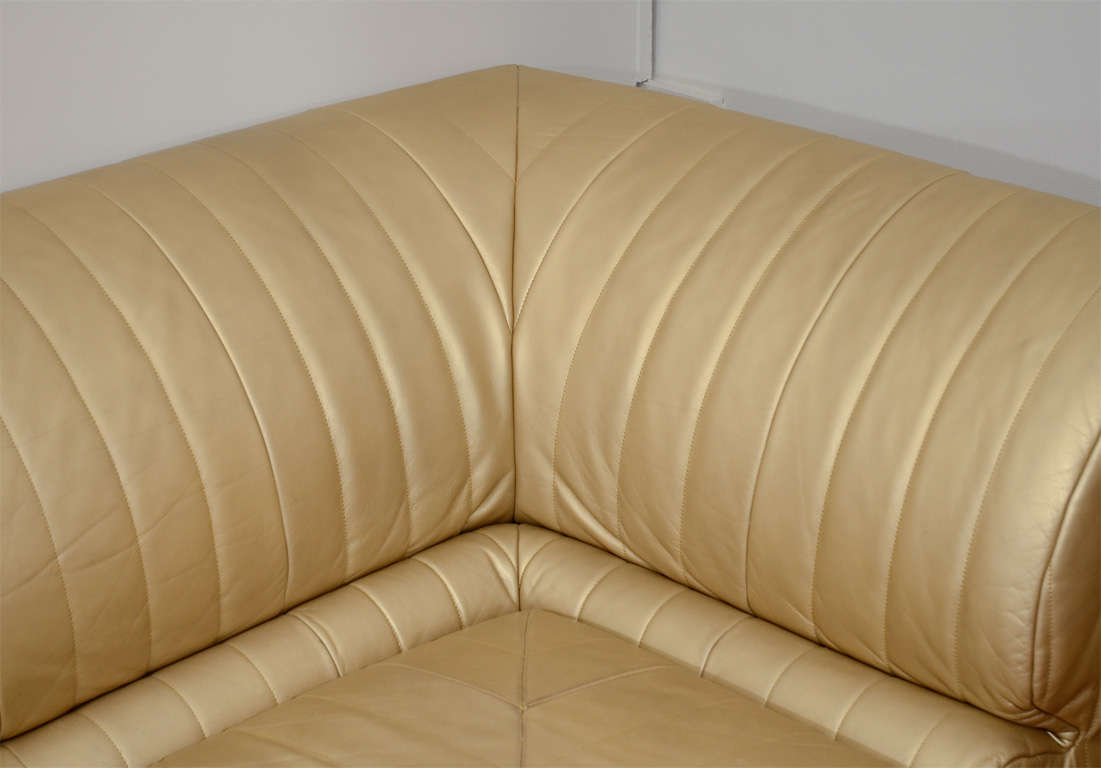 Vintage Art Deco Gold Leather Corner Chaise Lounge at 1stDibs