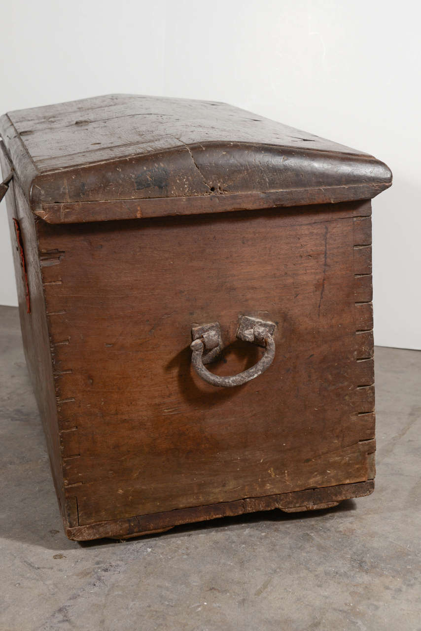 18th Century and Earlier 17th Century Spanish Walnut Trunk with Original Hardware For Sale