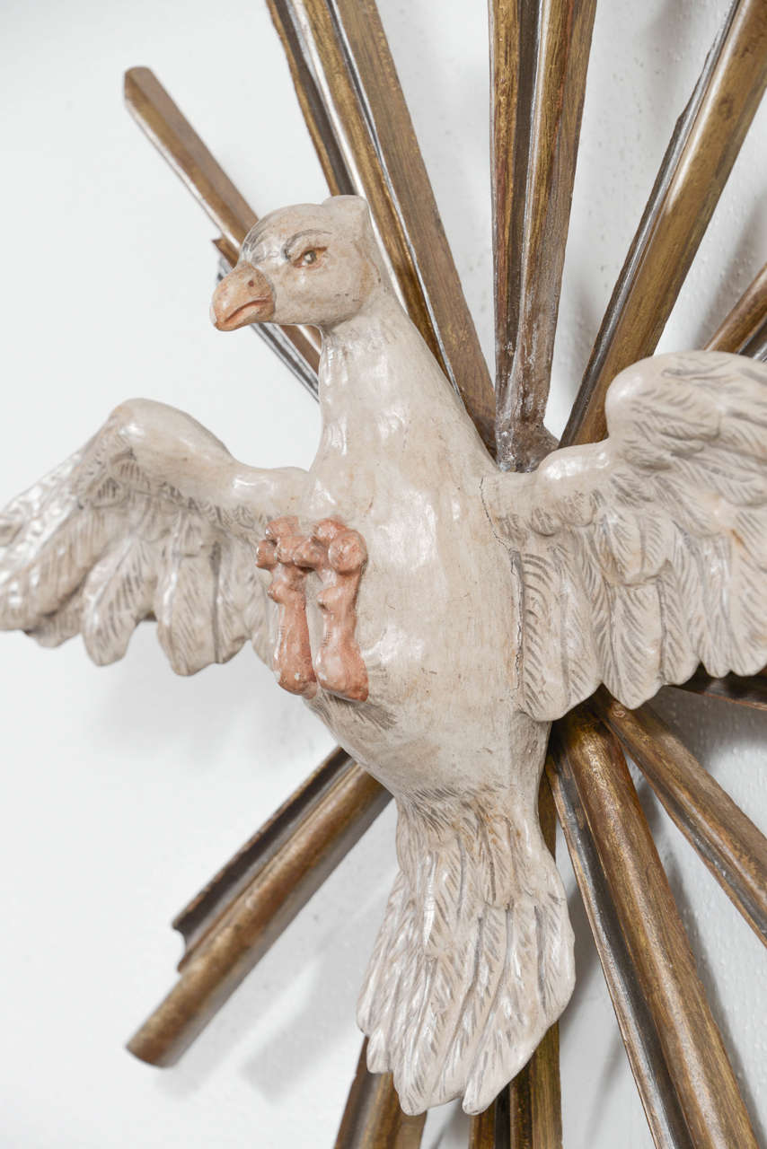 Italian 19th Century Holy Spirit, Wood Carved Dove Burst