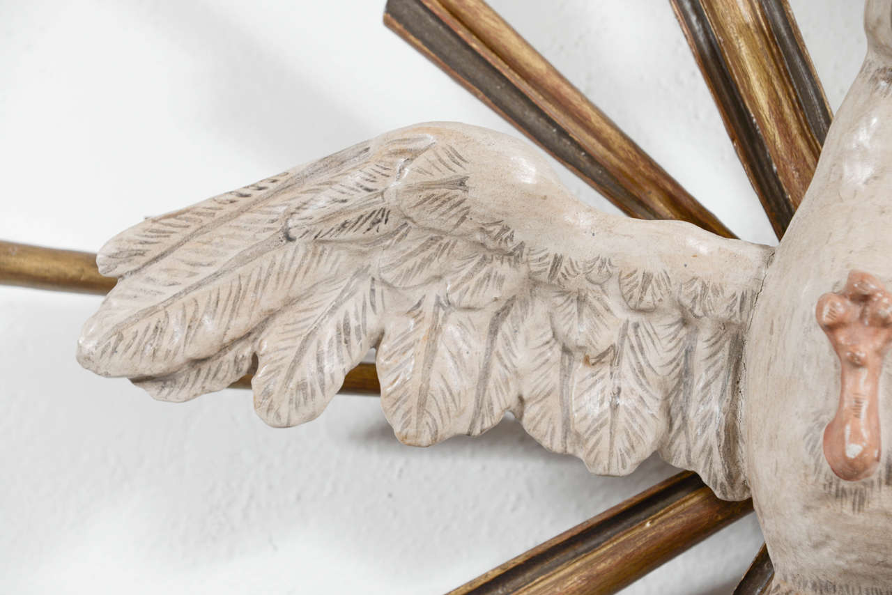 19th Century Holy Spirit, Wood Carved Dove Burst 1