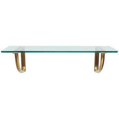 Wall-Mounted Brass and Glass Console