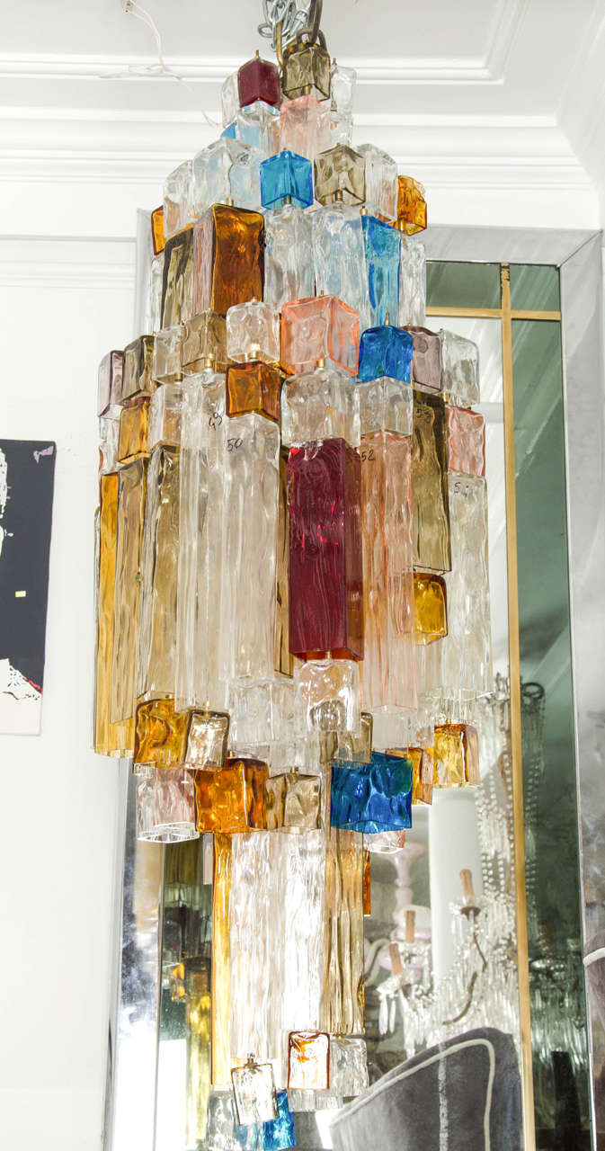 A rare multicolored tubes chandelier 1960s made for 