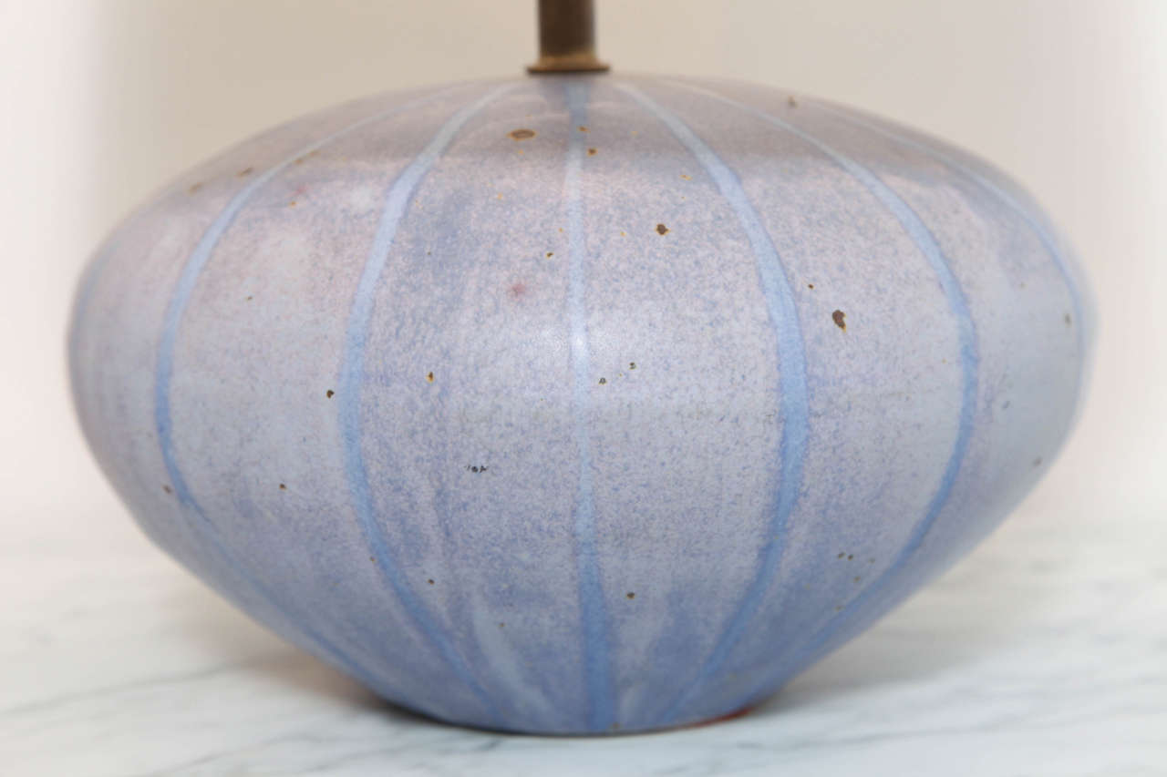 American Unique Pair of Periwinkle Calabaza Form Table Lamps