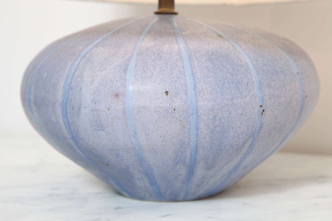 Unique Pair of Periwinkle Calabaza Form Table Lamps In Good Condition In New York, NY