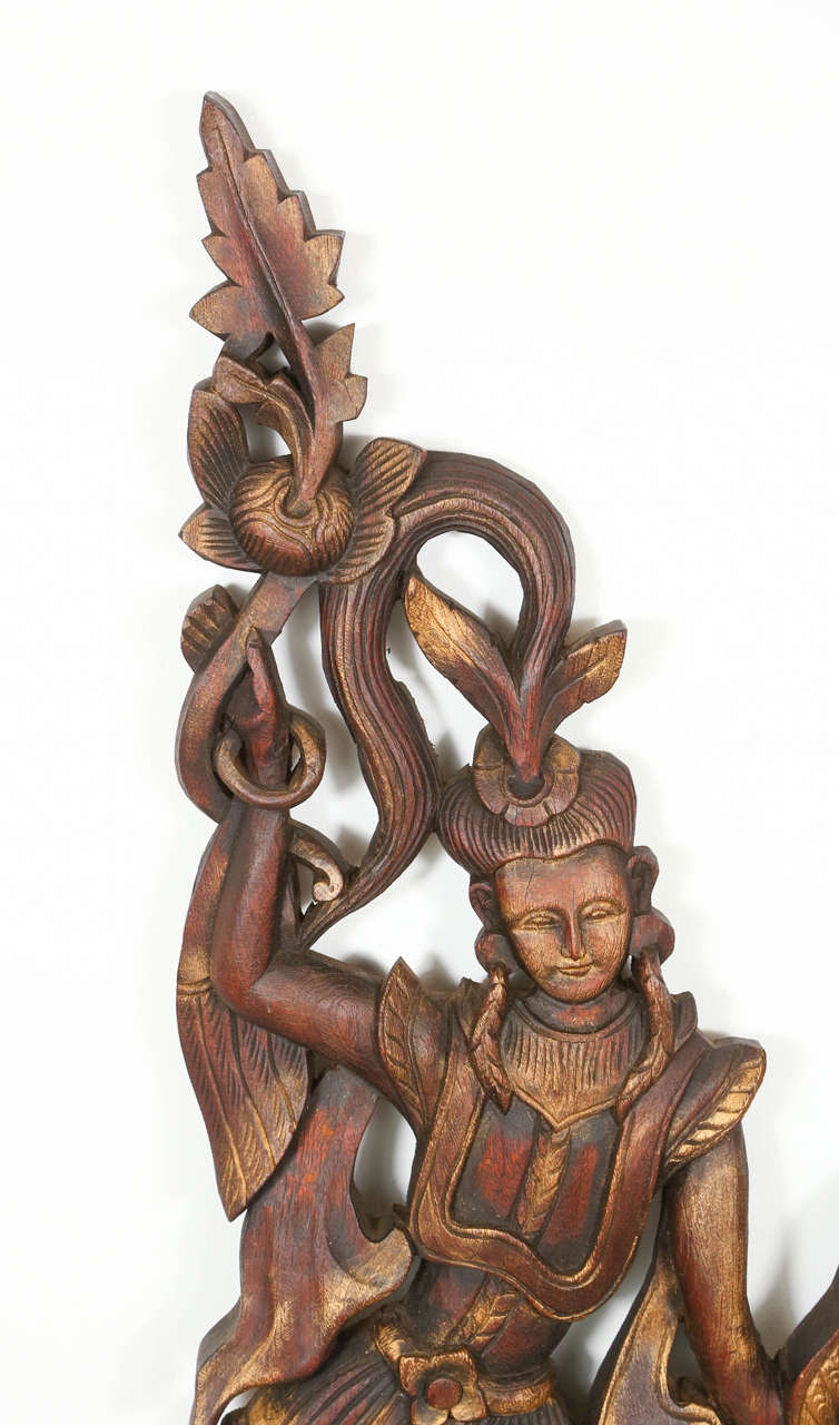 Tribal Pair of Architectural Kinnari Panels from Thailand
