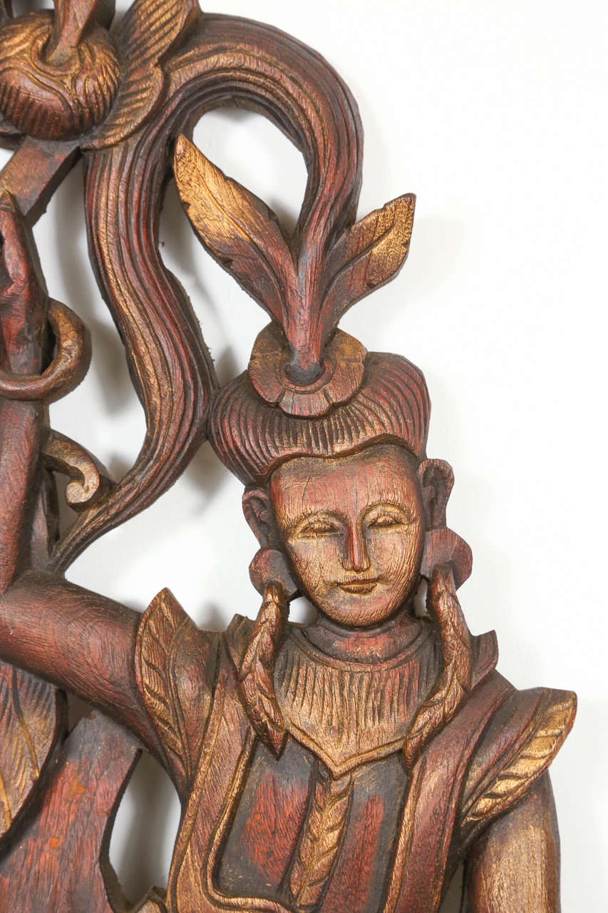 19th Century Pair of Architectural Kinnari Panels from Thailand