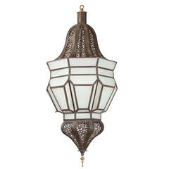 Moroccan Hanging Pendant with Milky Frosted Glass