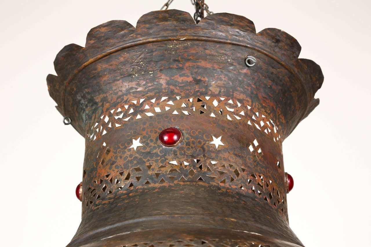 Hammered Large Vintage Brass Moroccan Pendant