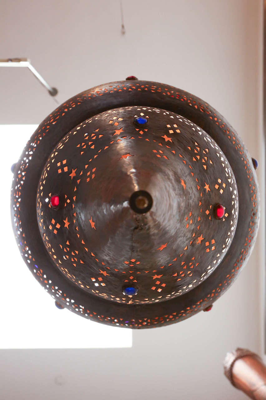 Large Vintage Brass Moroccan Pendant 3