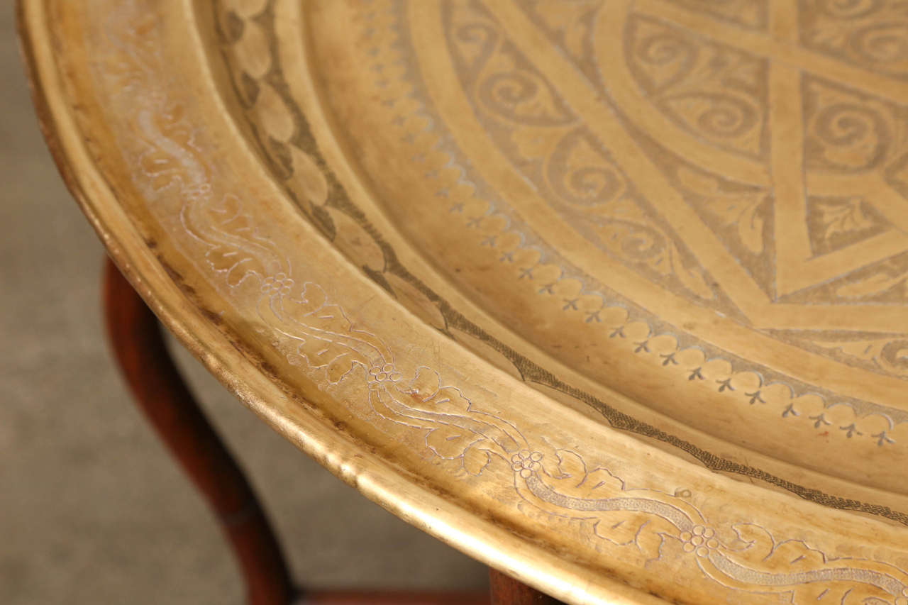 Islamic Large Persian Polished Brass Tray Table